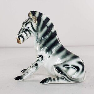 Vintage Bone China Zebra Sitting Figurine